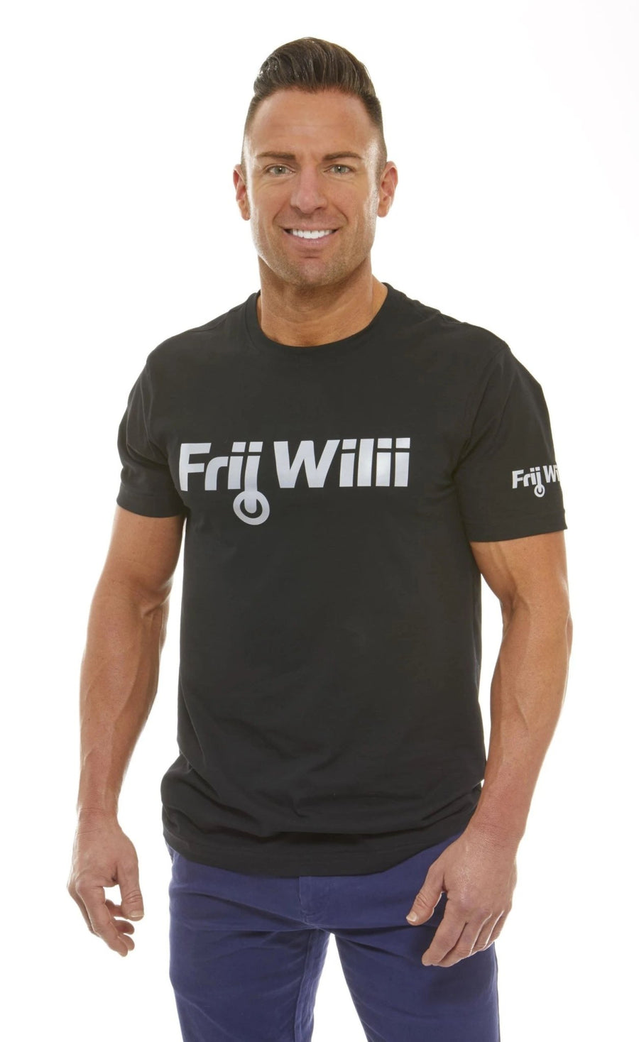 Black T-Shirt with Reflective Logo - Frii Wilii